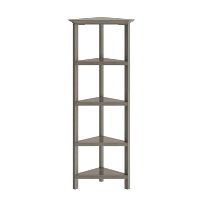 Gray Solid Wood Corner Bookcase