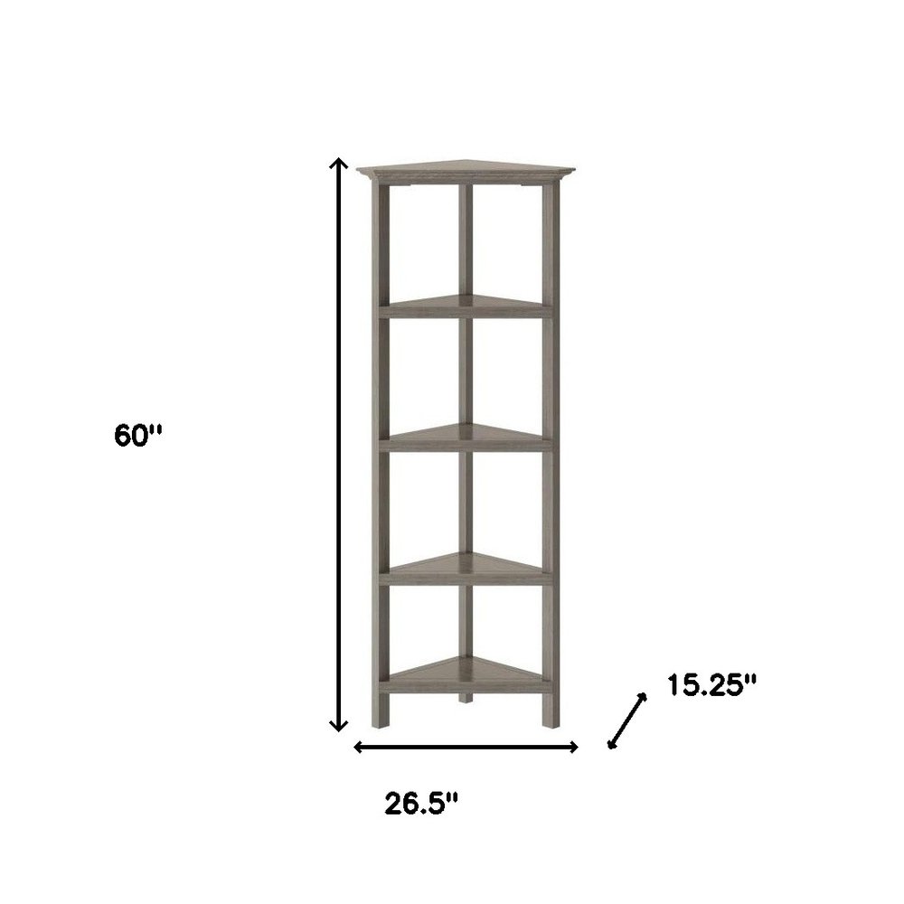 Gray Solid Wood Corner Bookcase