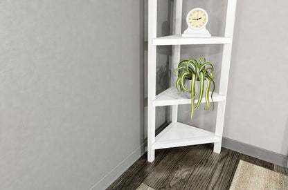 White Solid Wood Corner Bookcase