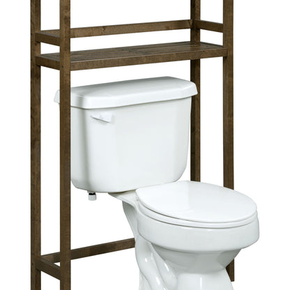 48" Chestnut Finish 2 Tier Solid Wood Over Toilet Organizer