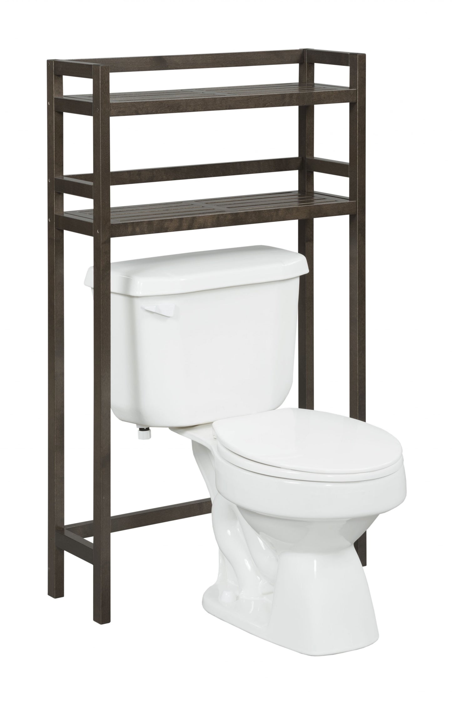 48" Espresso Finish 2 Tier Solid Wood Over Toilet Organizer