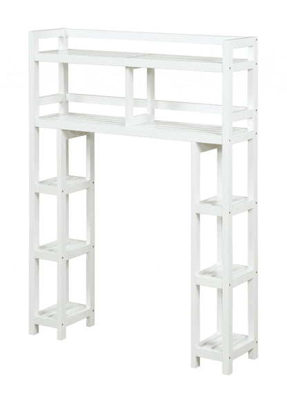 White Finish 2 Tier Solid Wood Over Toilet Organizer