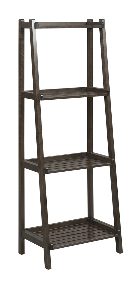 Espresso Solid Wood Ladder Bookcase