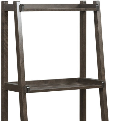 Espresso Solid Wood Ladder Bookcase