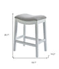 26" Gray and White Solid Wood and Linen Blend Backless Counter Height Bar Chair