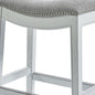 26" Gray and White Solid Wood and Linen Blend Backless Counter Height Bar Chair