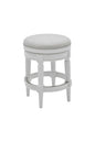 26" White Solid Wood and Fabric Backless Counter Height Swivel Bar Chair