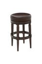31" Brown Faux Leather and Solid Wood Backless Counter Height Swivel Bar Chair
