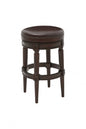 31" Brown Faux Leather And Solid Wood Backless Counter Height Swivel Bar Chair