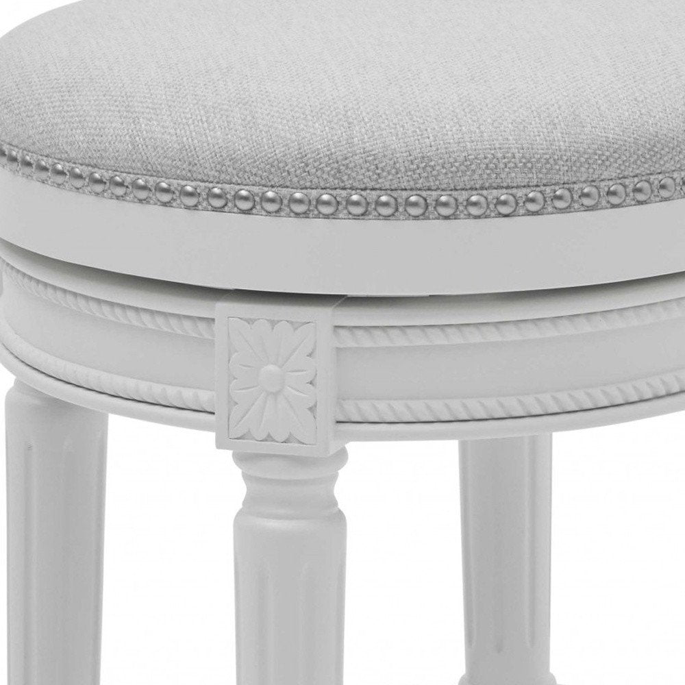 26" Gray Solid Wood Backless Bar Height Swivel Bar Chair
