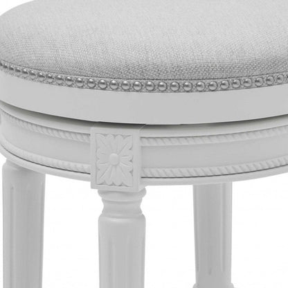 26" Gray Solid Wood Backless Bar Height Swivel Bar Chair