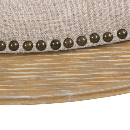 31" Linen And Natural Fabric And Solid Wood Backless Bar Height Bar Chair