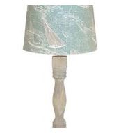 Distressed Washed Wood Finish Table Lamp With Sail Away Printed Shade