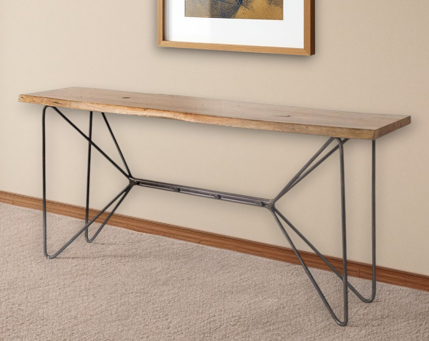 16" Brown and Black Solid Wood Console Table