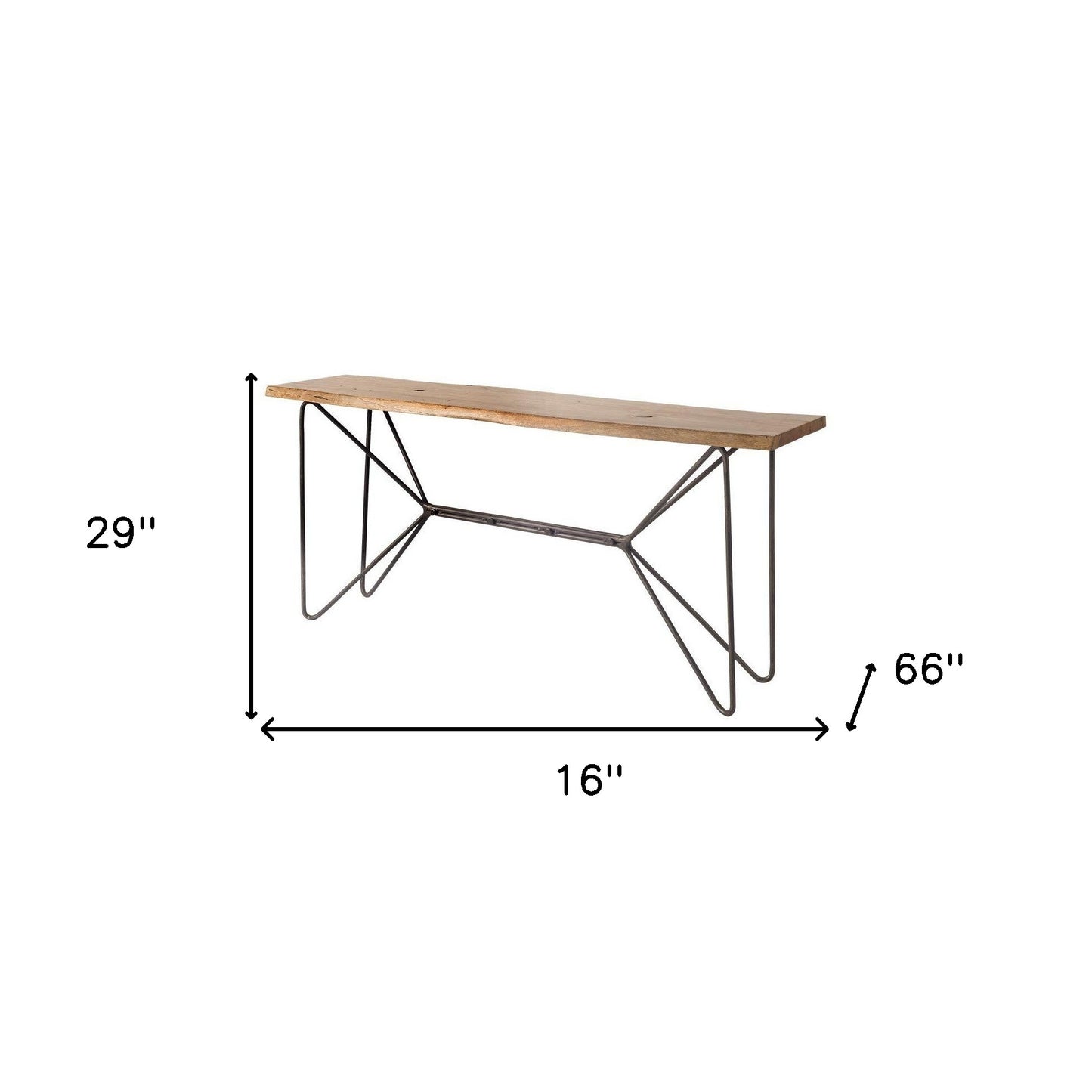 16" Brown Solid Wood Console Table