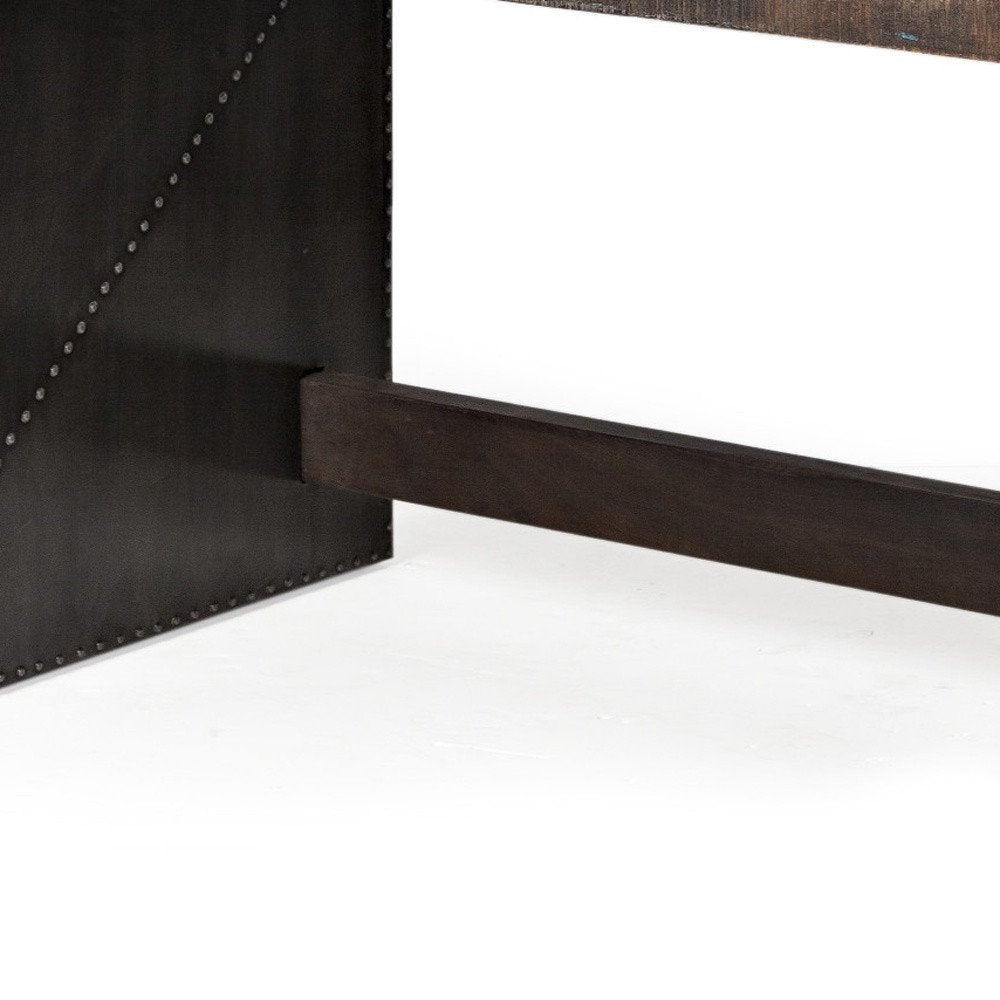 52" Dark Brown and Gray Writing Desk