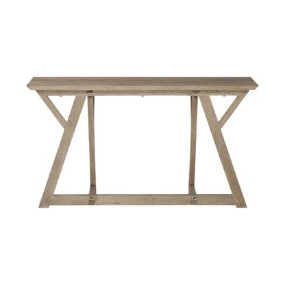 16" Brown Solid Wood Trestle Console Table