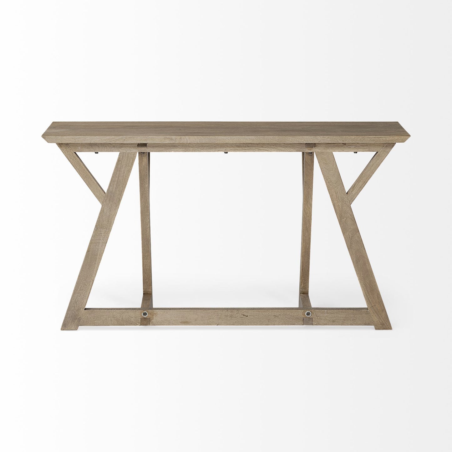 16" Brown Solid Wood Trestle Console Table