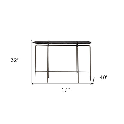 17" Black and Silver Slate Six Leg Console Table