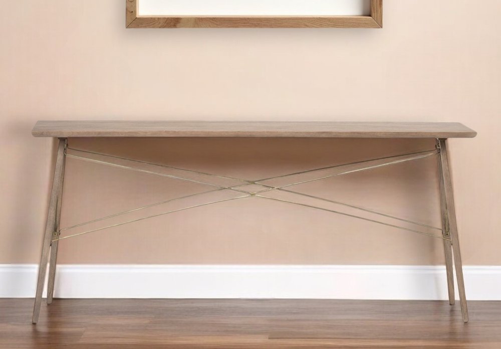 66" Brown Solid Wood Console Table