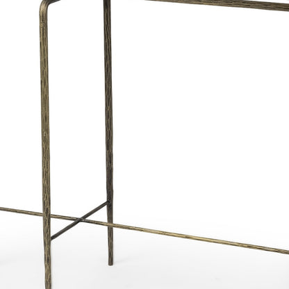 17" White and Brass Genuine Marble Six Leg Console Table