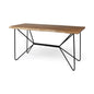 Medium Brown Live Edge Acacia Wood Finish Office Desk With Black Matte Butterfly Wing Shaped Base