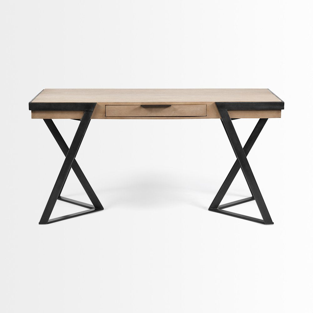60" Brown and Black Writing Desk