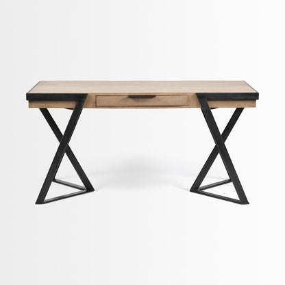 28" Brown and Black Writing Desk