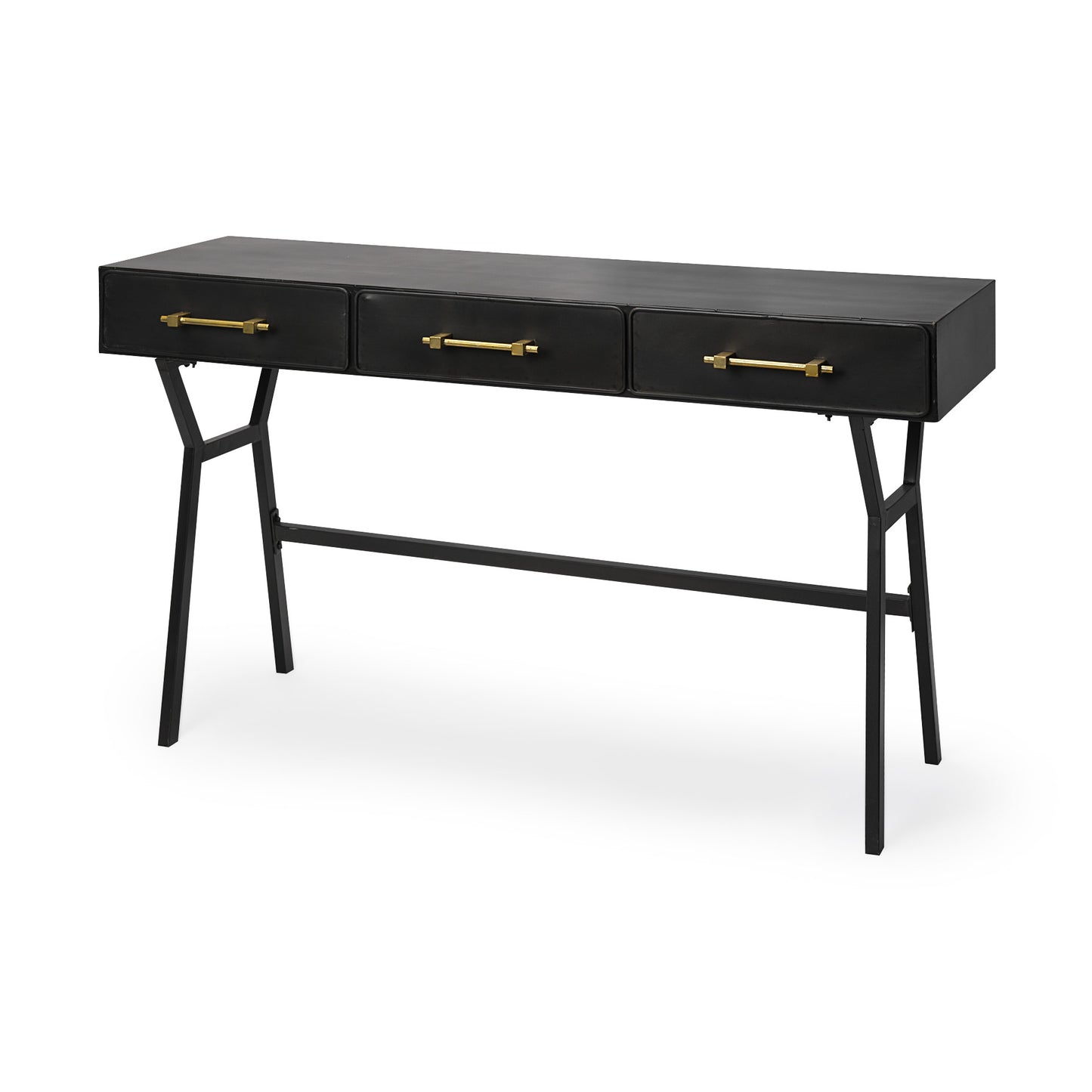 18" Black Writing Desk With Three Drawers