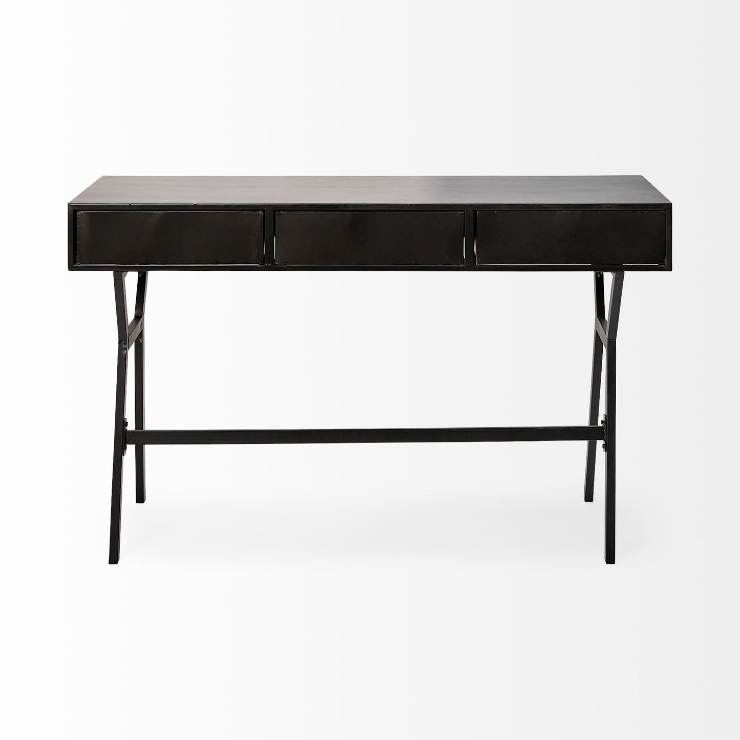 18" Black Writing Desk With Three Drawers