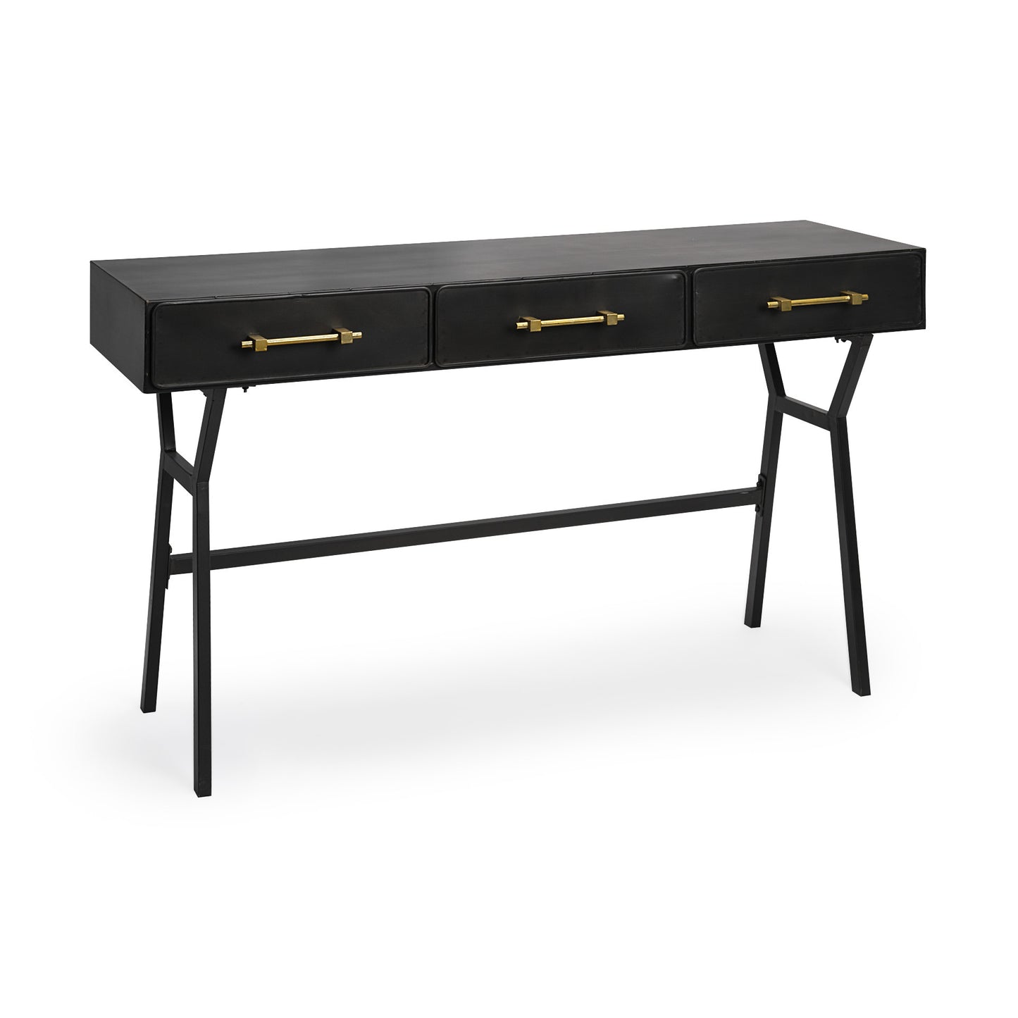 18" Black Writing Desk With Three Drawers