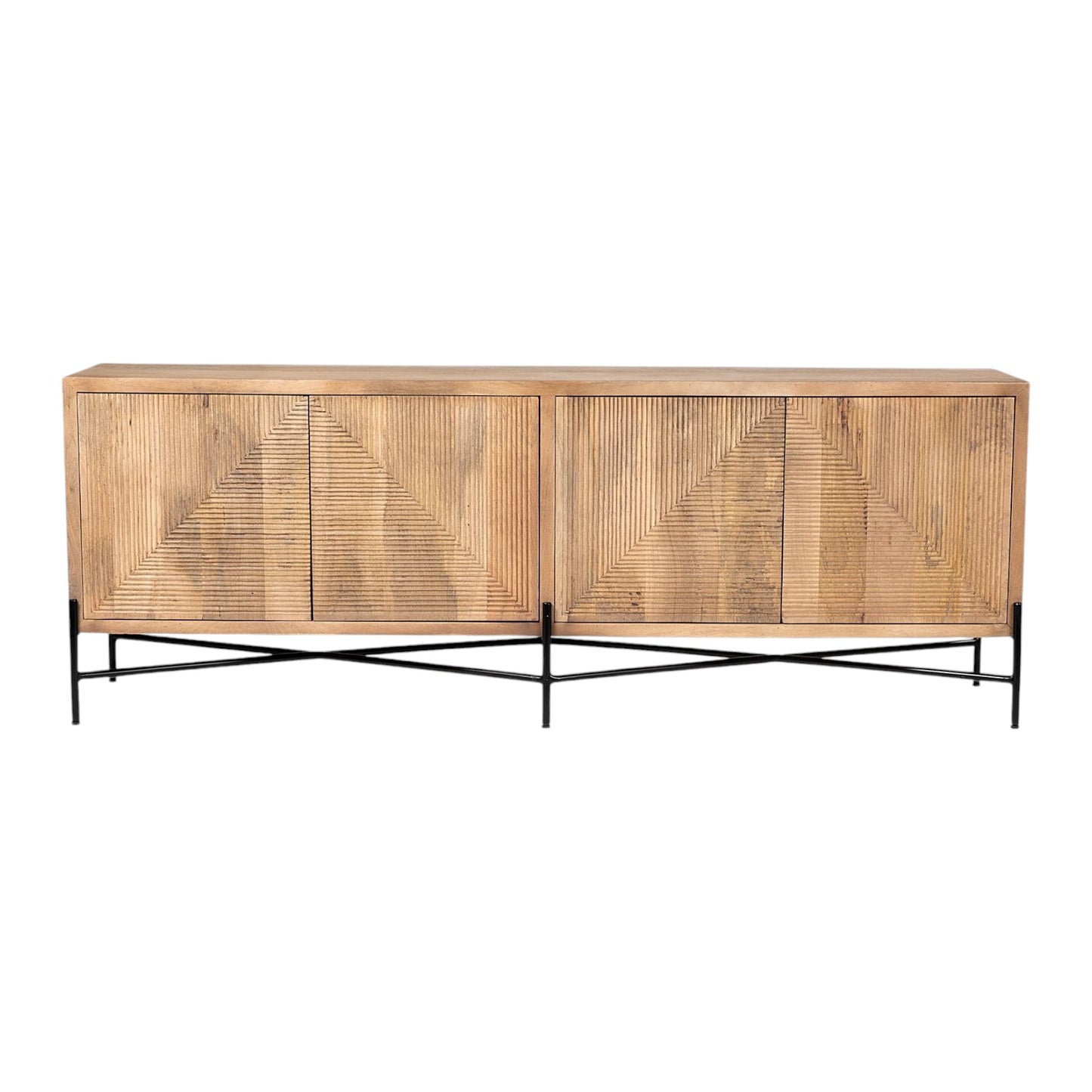 78" Brown Solid Wood Sideboard with Four Doors