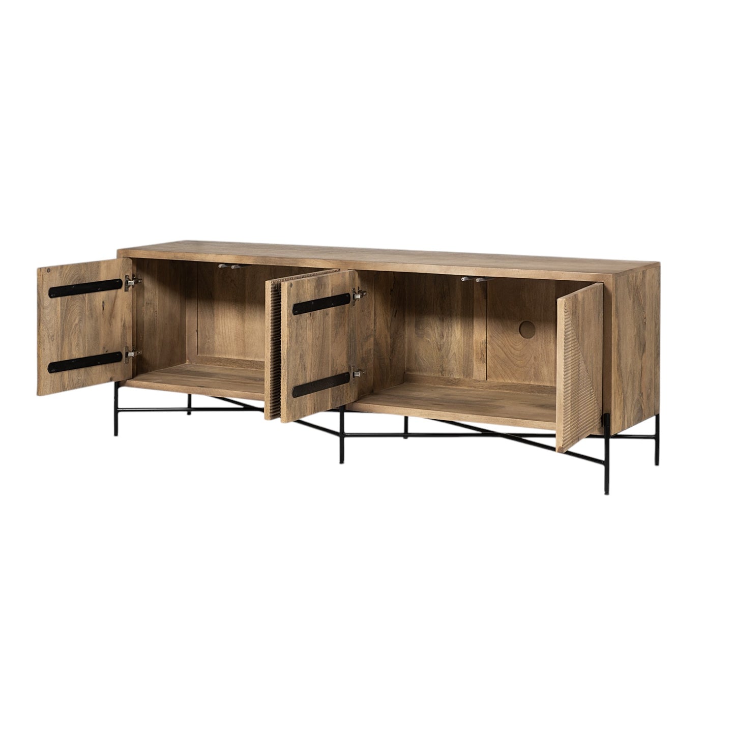 78" Brown Solid Wood Sideboard with Four Doors