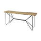 66" Natural and Black Solid Wood and Iron Distressed Abstract Console Table