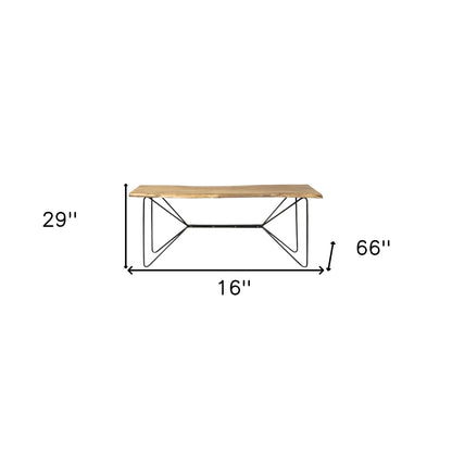 16" Brown and Black Solid Wood Abstract Console Table