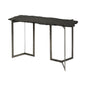 50" Black and Nickel Slate and Iron Distressed Double Pedestal Console Table