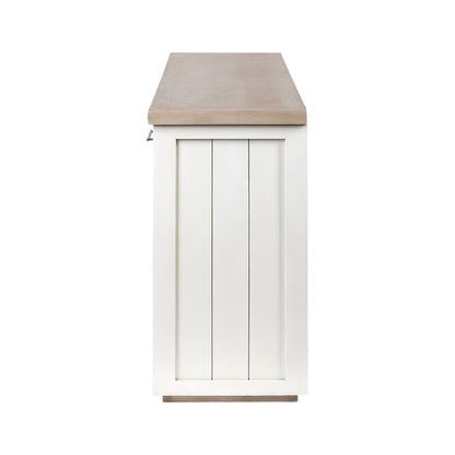 73" Brown and White Solid Wood Sideboard with Four Doors