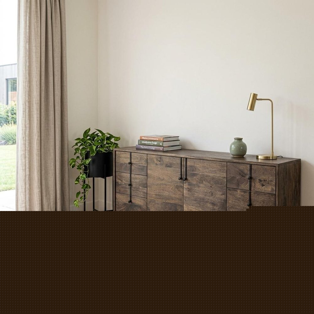 72" Brown Solid Wood Six Drawer Sideboard with Two Doors