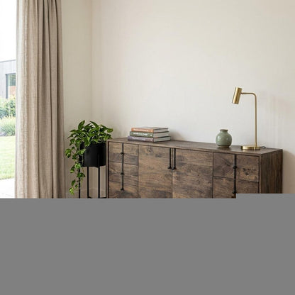 72" Brown Solid Wood Six Drawer Sideboard with Two Doors
