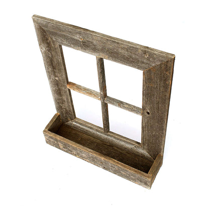 25" X 22" Gray Weathered Wood Window Frame With Planter