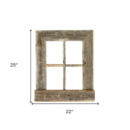 25" X 22" Gray Weathered Wood Window Frame With Planter