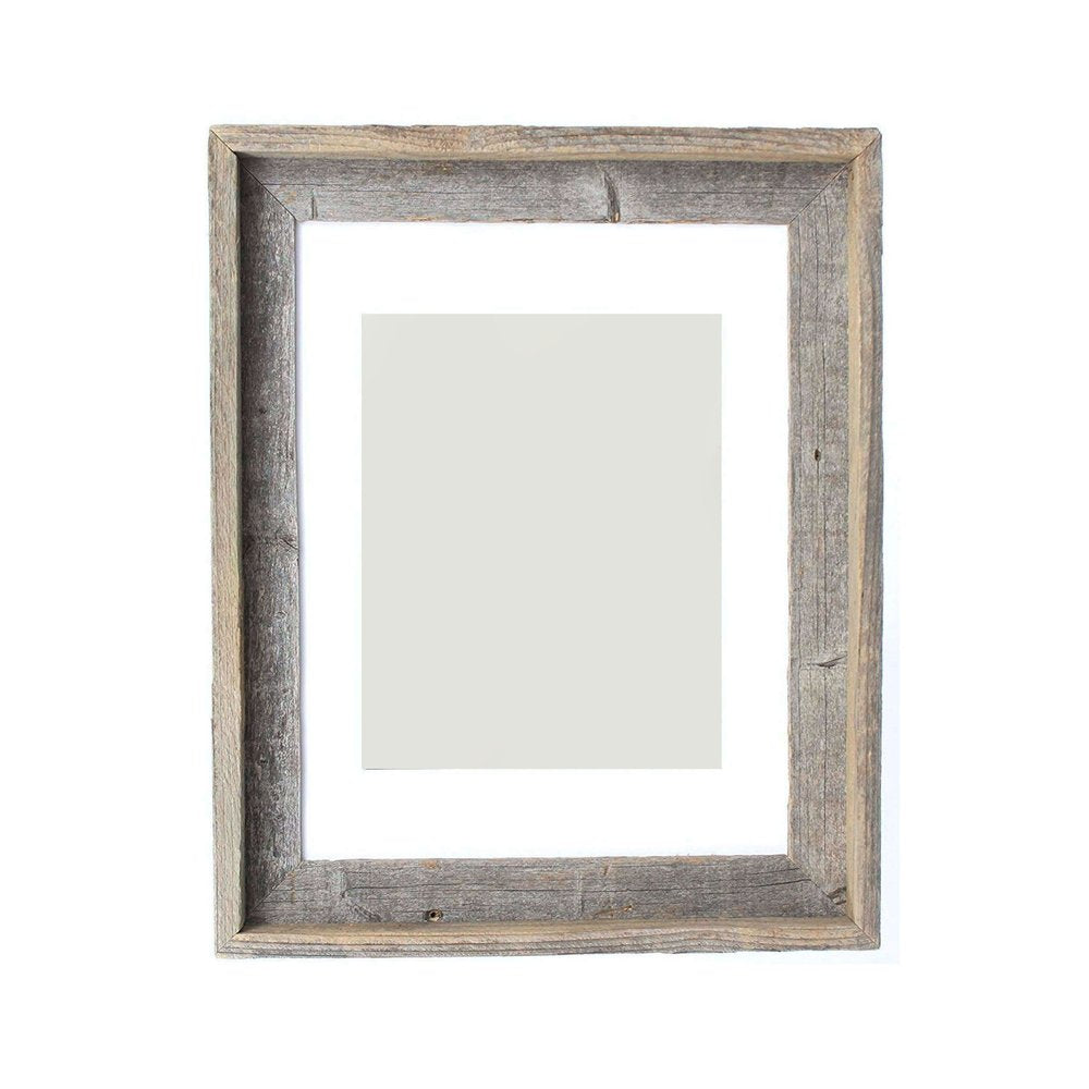 16" x 20" Gray And Brown Distressed Solid Wood Hanging Picture Frame with Mat