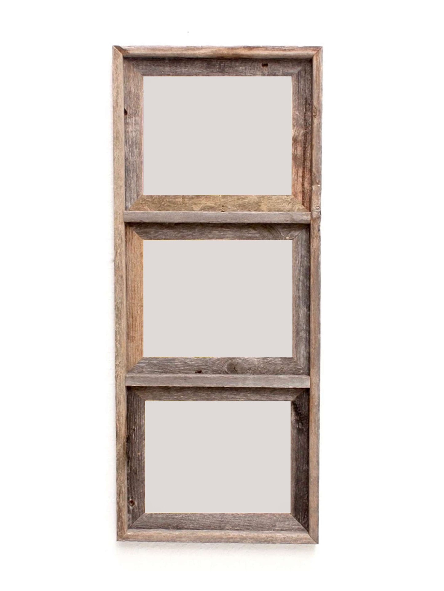 8 x 10 Gray Reclaimed Wood Three Slot Hanging Picture Frame