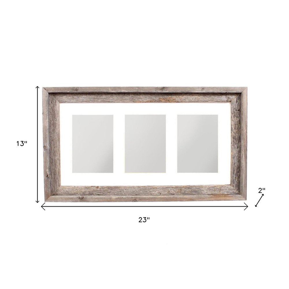 5" x 7" Natural Distressed Reclaimed Wood Hanging Picture Frame with Mat