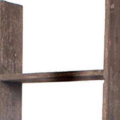 57" Brown Rustic Five Step Wood Ladder Shelf