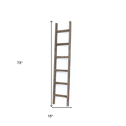 6 Step Rustic Espresso Wood Ladder Shelf