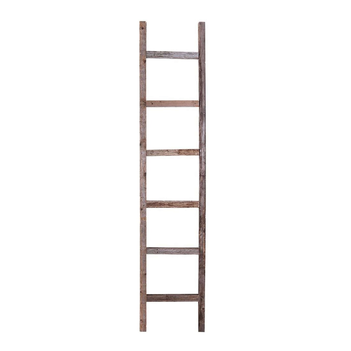 72" Gray Rustic Seven Step Wood Ladder Shelf