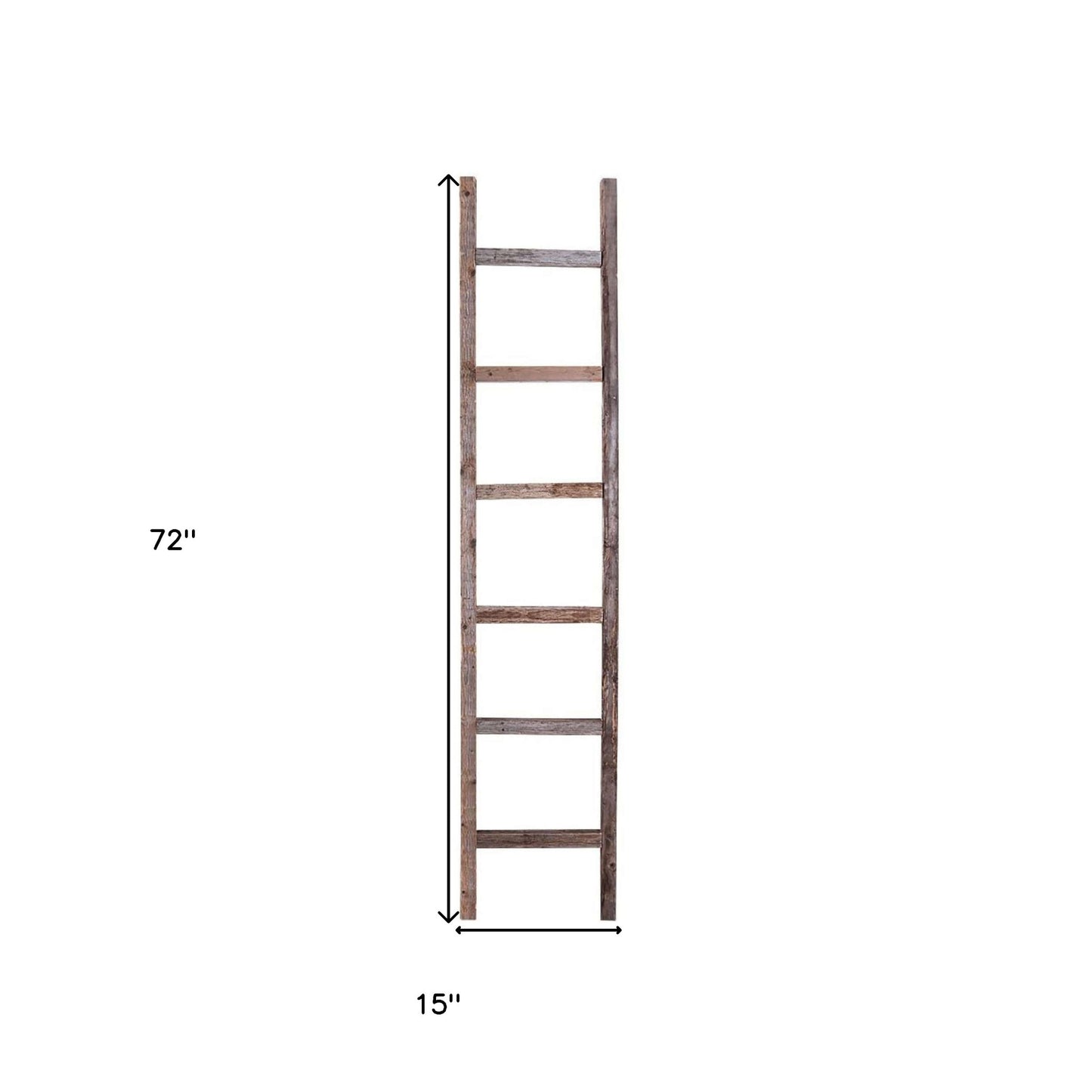 72" Gray Rustic Seven Step Wood Ladder Shelf