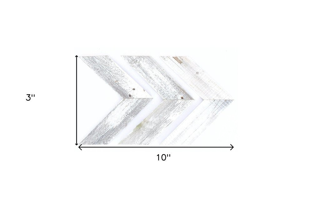 Set of Three White Distressed Wood Hanging Arrow Dimensional Sculptures