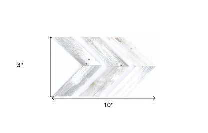 Set of Three White Distressed Wood Hanging Arrow Dimensional Sculptures